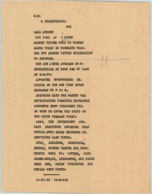 Primary view of object titled '[News Script: New York wall street]'.