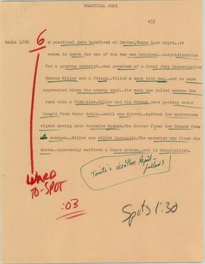 Primary view of object titled '[News Script: Practical joke]'.