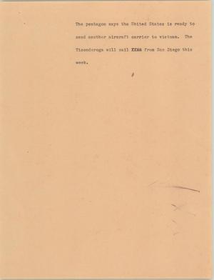Primary view of object titled '[News Script: Pentagon sends aircraft]'.