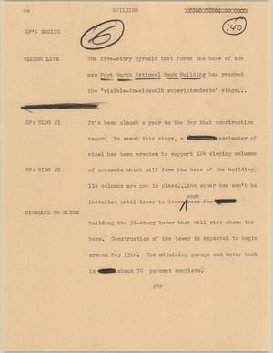 Primary view of object titled '[News Script: Building]'.