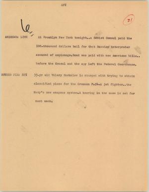 Primary view of object titled '[News Script: Spy]'.