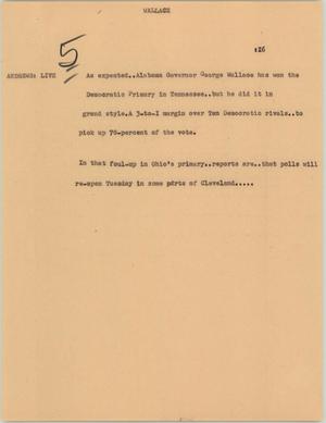Primary view of object titled '[News Script: Wallace]'.