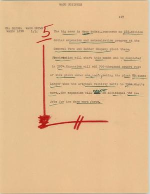 Primary view of object titled '[News Script: Waco business]'.