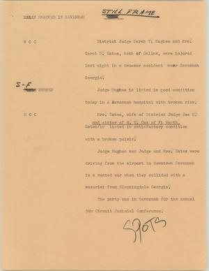Primary view of object titled '[News Script: Sarah smacked in Savannah]'.