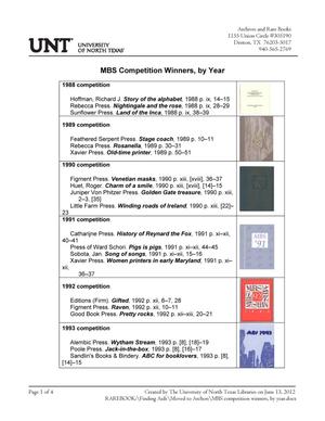 Primary view of object titled 'MBS Competition Winners, By Year, 2012-06-13'.