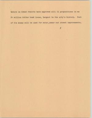 Primary view of object titled '[News Script: Bond issues]'.