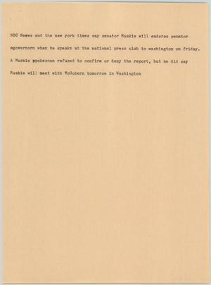 Primary view of object titled '[News Script: Endorsed senator]'.