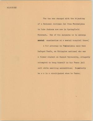 Primary view of object titled '[News Script: Hijackers]'.