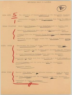 Primary view of object titled '[News Script: Republican react to McGovern]'.