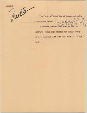 Primary view of object titled '[News Script: Weather]'.