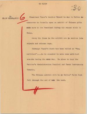 Primary view of object titled '[News Script: Ed Nixon]'.