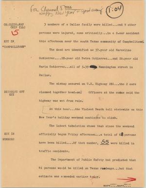 Primary view of object titled '[News Script: Toll]'.