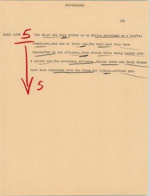 Primary view of object titled '[News Script: Suspensions]'.