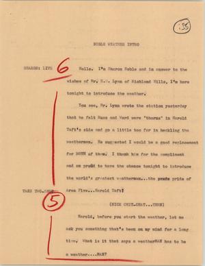 Primary view of object titled '[News Script: Noble weather intro]'.