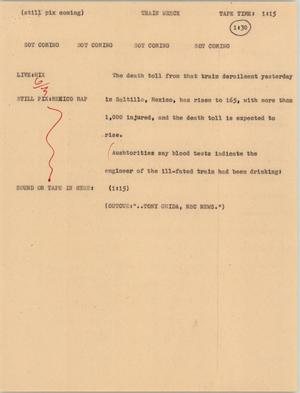 Primary view of object titled '[News Script: Train wreck]'.