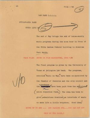 Primary view of object titled '[News Script: Lab band]'.