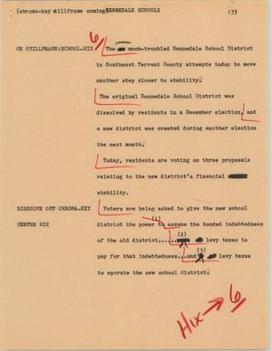 Primary view of object titled '[News Script: Kennedale schools]'.