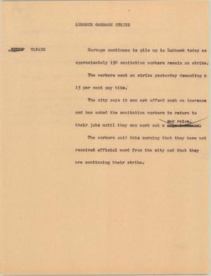 Primary view of object titled '[News Script: Lubbock garbage strike]'.