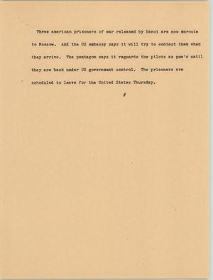 Primary view of object titled '[News Script: Prisoners of war enroute]'.