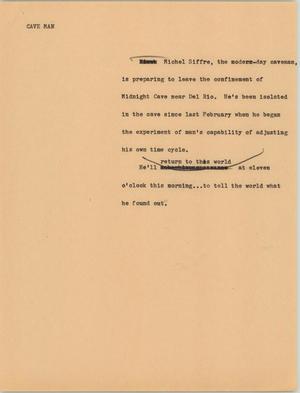 Primary view of object titled '[News Script: Cave man]'.