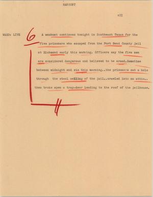 Primary view of object titled '[News Script: Manhunt]'.
