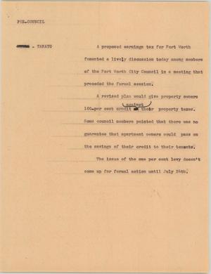 Primary view of object titled '[News Script: Pre council]'.