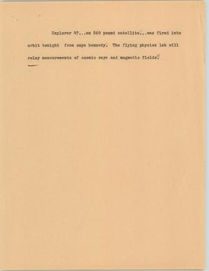 Primary view of object titled '[News Script: Explorer 47]'.