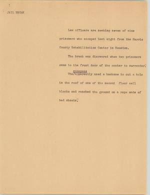 Primary view of object titled '[News Script: Jail break]'.