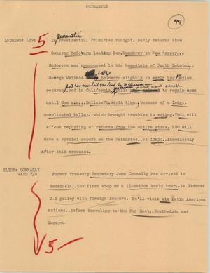 Primary view of object titled '[News Script: Primaries]'.