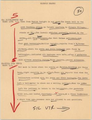 Primary view of object titled '[News Script: Olympic deaths]'.