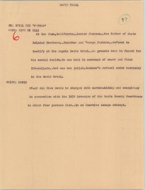 Primary view of object titled '[News Script: Davis trial]'.