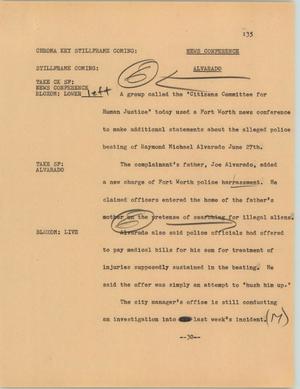 Primary view of object titled '[News Script: News conference]'.