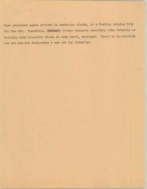 Primary view of object titled '[News Script: Agnew in Alaska]'.