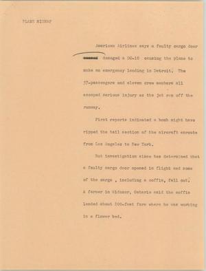 Primary view of object titled '[News Script: Plane mishap]'.