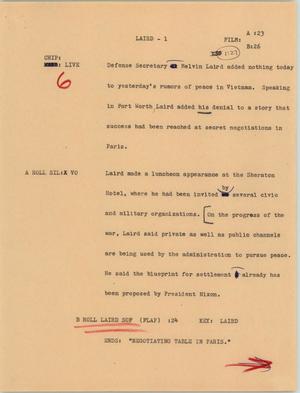 Primary view of object titled '[News Script: Laird]'.