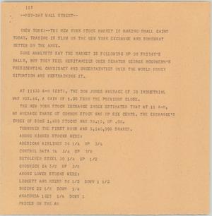 Primary view of object titled '[News Script: Mid-Day Wall Street]'.