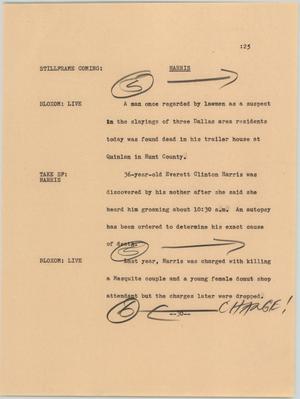 Primary view of object titled '[News Script: Harris]'.