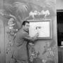 Photograph: [Johnny Hay drawing on set]