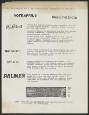 Primary view of object titled '[Page informing public on City Council candidates]'.
