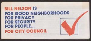 Primary view of object titled '[Bill Nelson campaign promotion pamphlet]'.