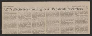 Primary view of object titled '[Clipping: AZT's effectiveness puzzling for AIDS patients, researchers]'.