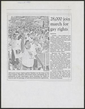 Primary view of object titled '[Clipping: 28,000 join march for gay rights]'.