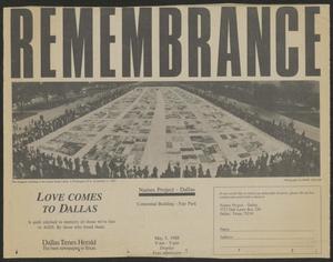 Primary view of object titled '[Clipping: Remembrance]'.