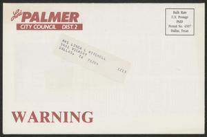 Primary view of object titled '[Lori Palmer promotional letter]'.