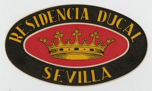 Primary view of object titled '[Residencia Ducal hotel luggage decal]'.