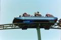 Photograph: [Adults on a roller coaster at Six Flags]
