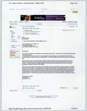 Primary view of object titled '[Email from Evans Harris to Robert Emery, November 7, 2011]'.
