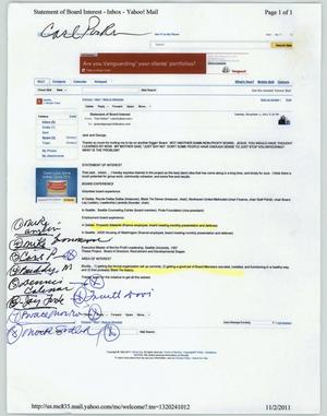 Primary view of object titled '[Email from Carl Parker to Jack and George, November 1, 2011]'.