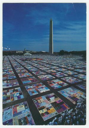Primary view of object titled '[Postcard of the Names Project AIDS Memorial Quilt in D.C.]'.