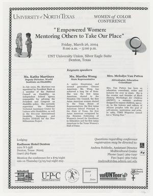 Primary view of object titled '[Flyer for Women of Color Conference "Empowered Women"]'.